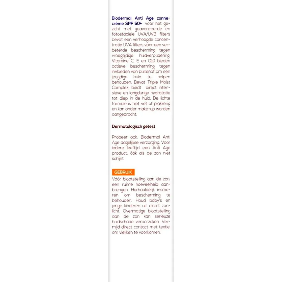 Biodermal Anti Age SPF50+ Zonnecrème voor het Gezicht