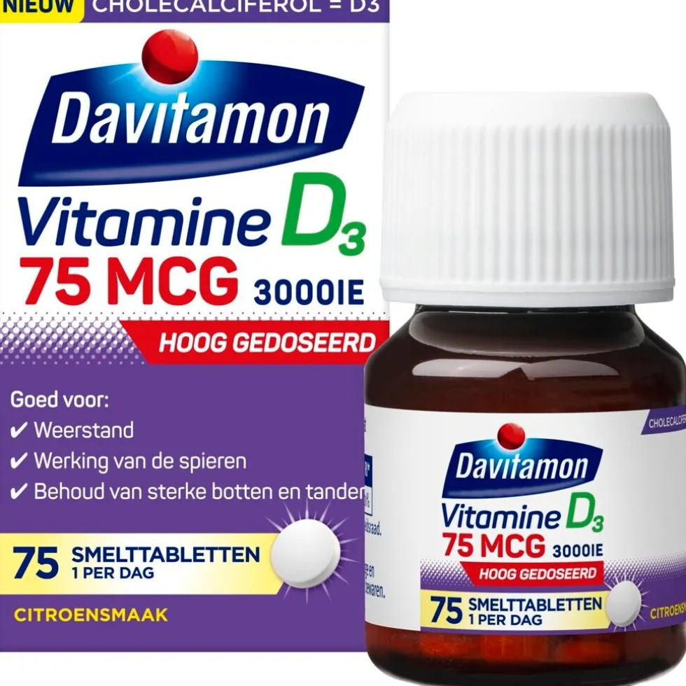 Davitamon Vitamine D3 75mcg Smelttabletten