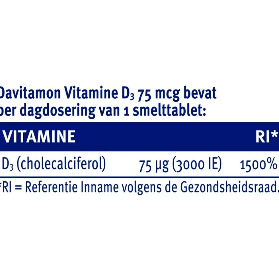 Davitamon Vitamine D3 75mcg Smelttabletten