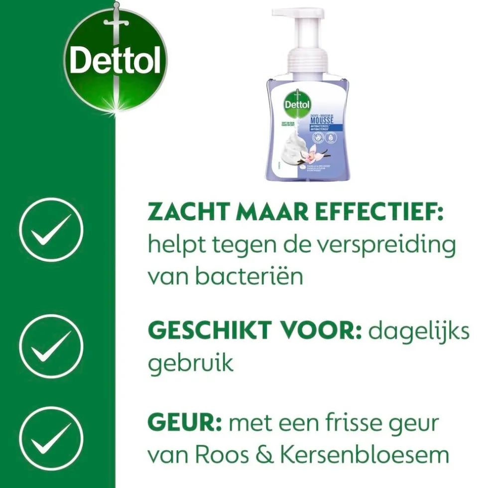 Dettol Orchidee & Vanille Zachte Mousse Antibacteriële Handzeep
