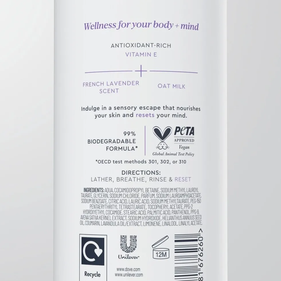 Dove Body+Mind French Lavender & Oat Milk Douchegel