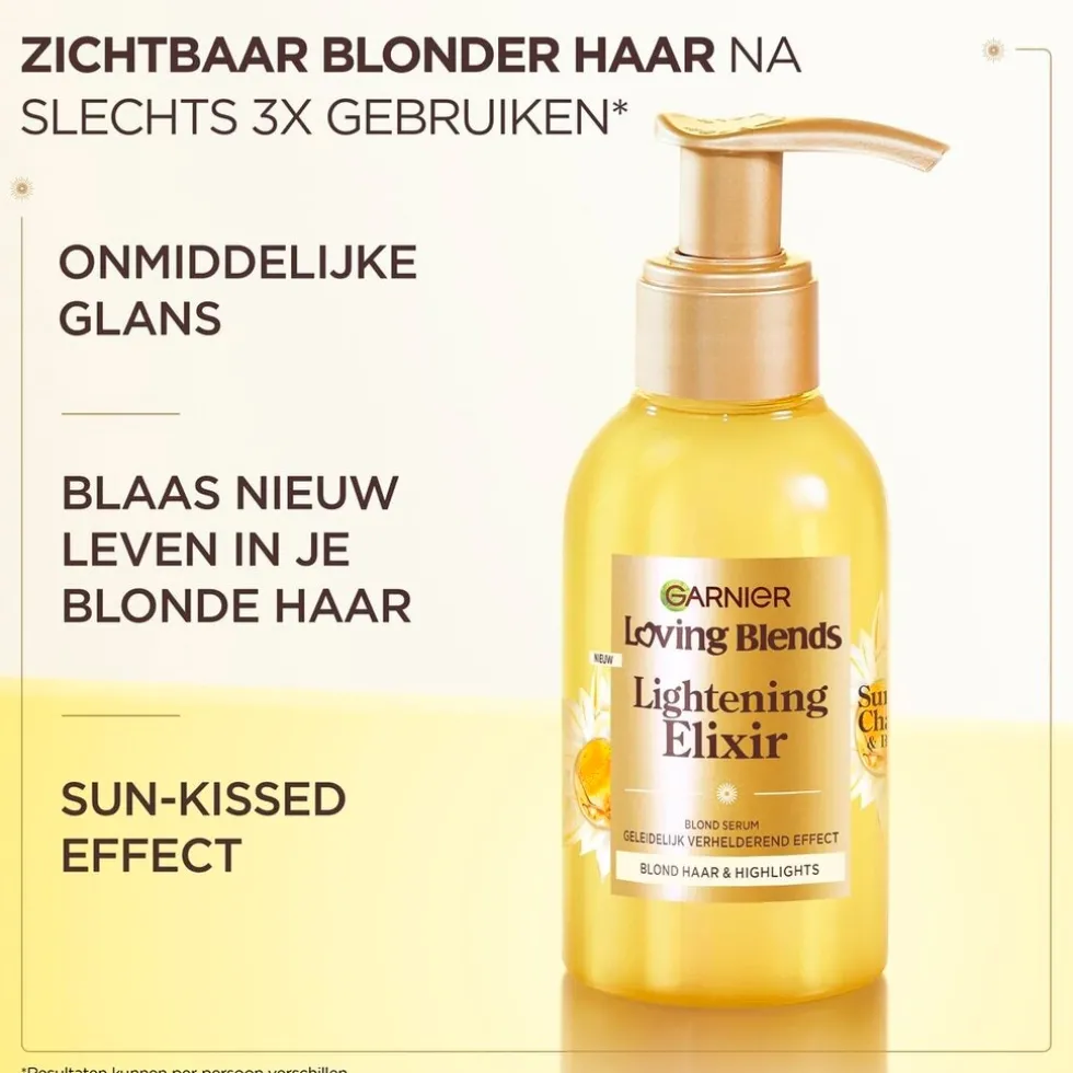 Garnier Loving Blends Sun-Kissed Chamomile & Bloemenhoning Lightening Elixir