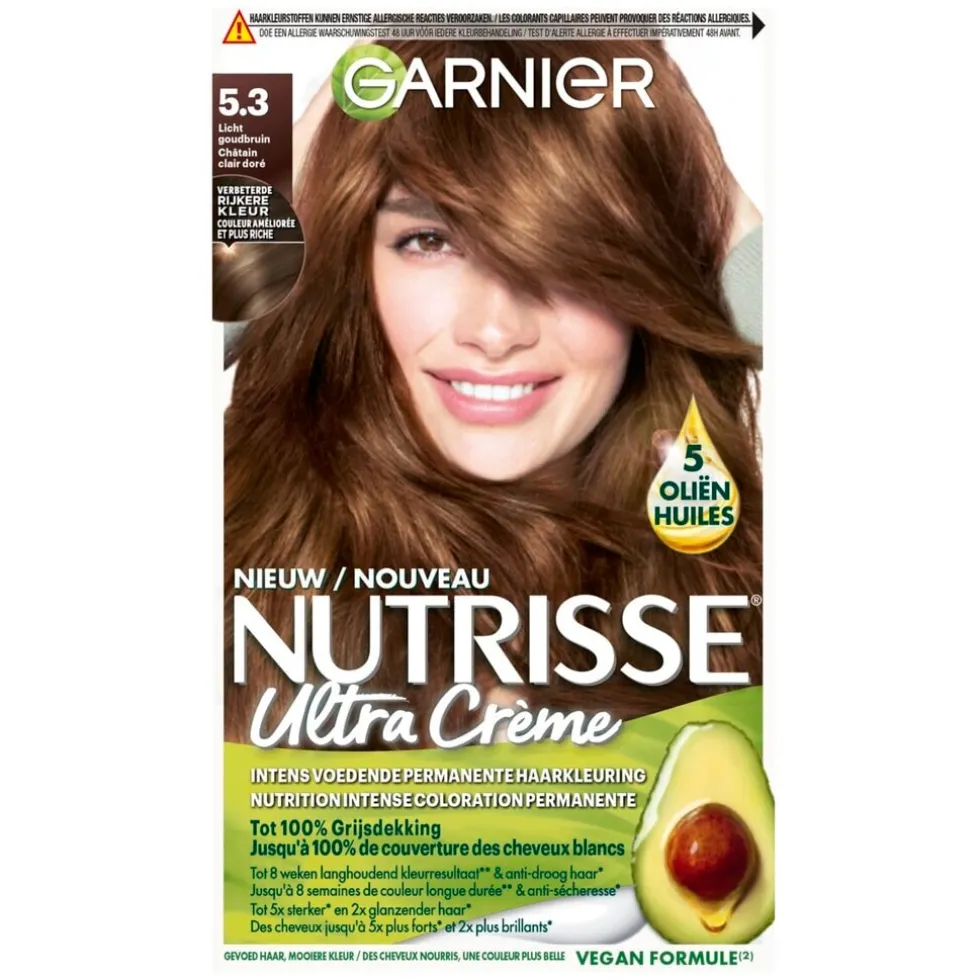 Garnier Nutrisse Ultra Crème 5.3 Licht Goudbruin Permanente Haarkleuring