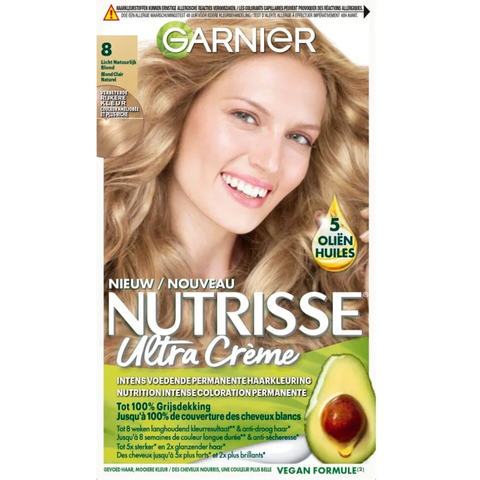 Garnier Nutrisse Ultra Crème 8 Licht Blond Permanente Haarkleuring
