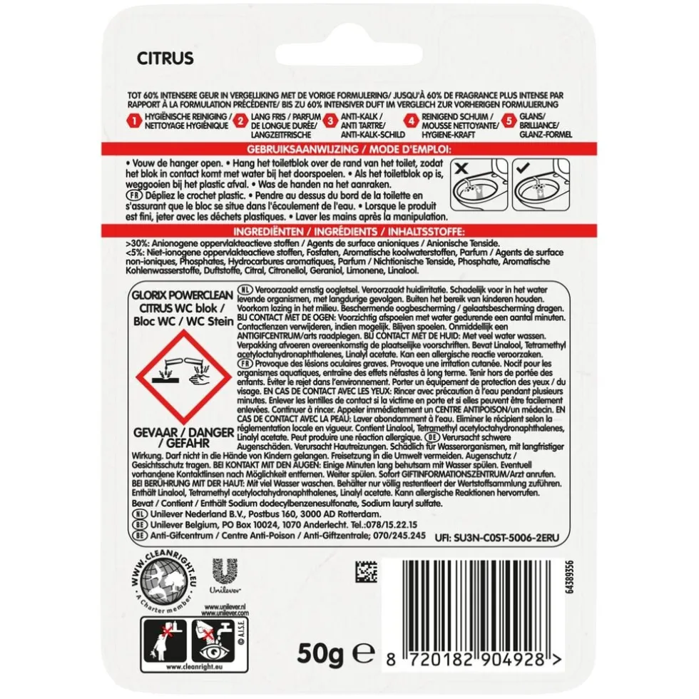 Glorix PowerClean Citrus Toiletblok