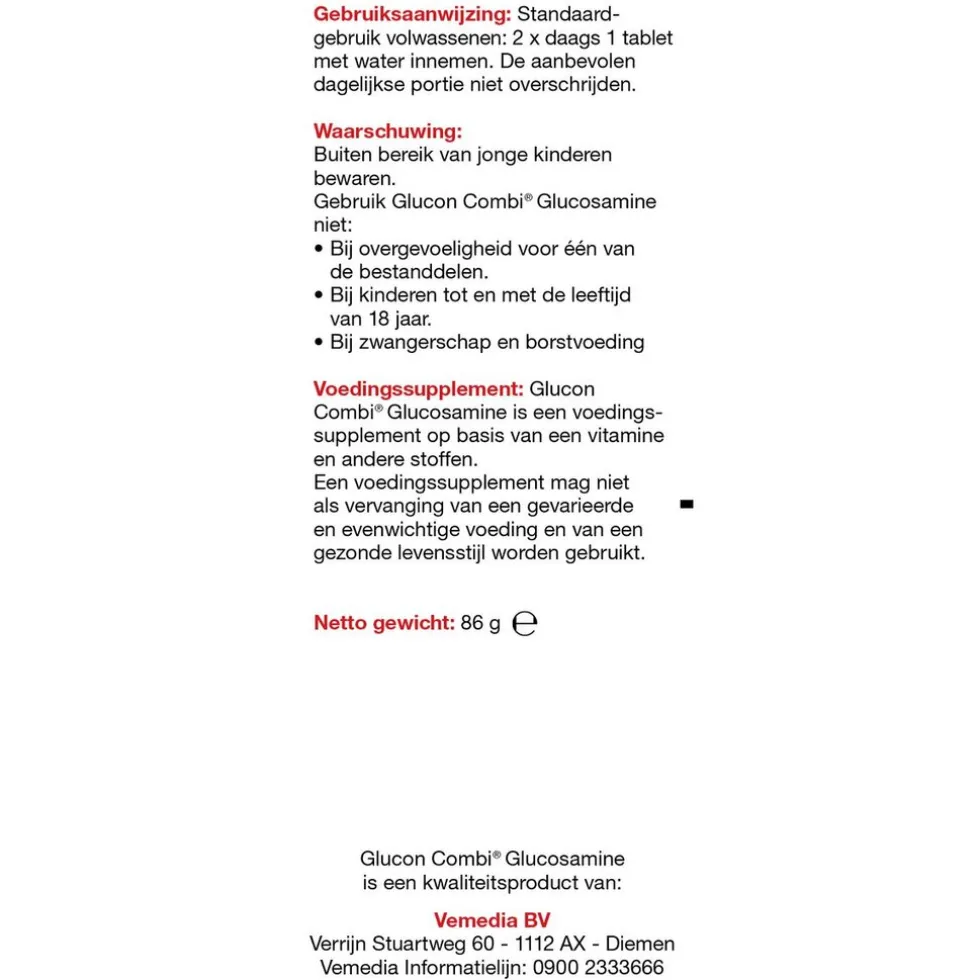 GluconCombi Glucosamine + Chondroïtine + Vitamine C Tabletten