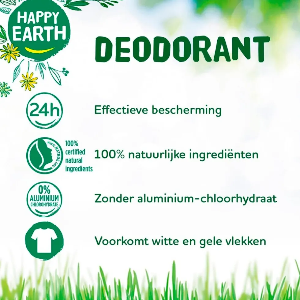 Happy Earth 100% Natural Geurloze Deodorant Spray