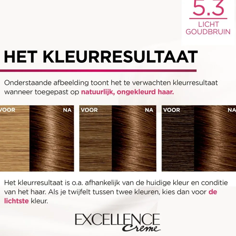 L'Oréal Paris Excellence Crème 5.3 Goud Lichtbruin Permanente Haarverf