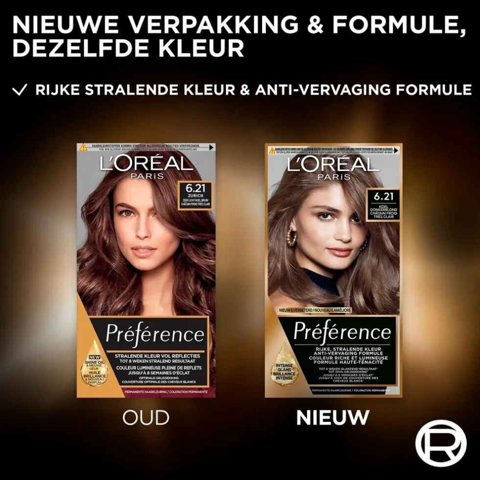 L'Oréal Paris Préférence 6.21 Koel Donkerblond Permanente Haarkleuring