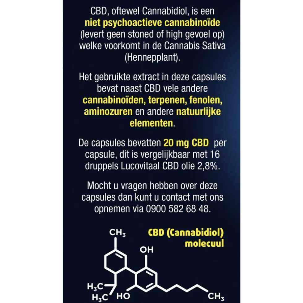 Lucovitaal CBD 20mg 100% Puur Capsules