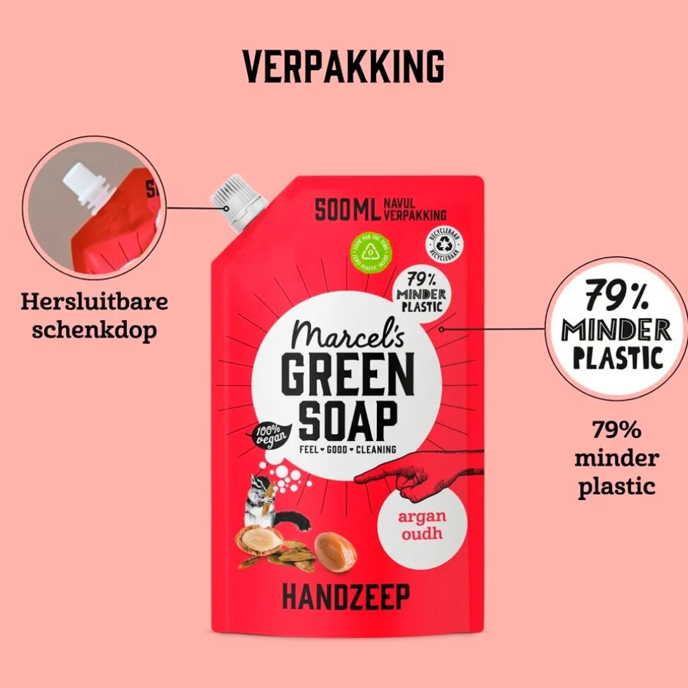 Marcel's Green Soap Argan & Oudh Handzeep Navulling