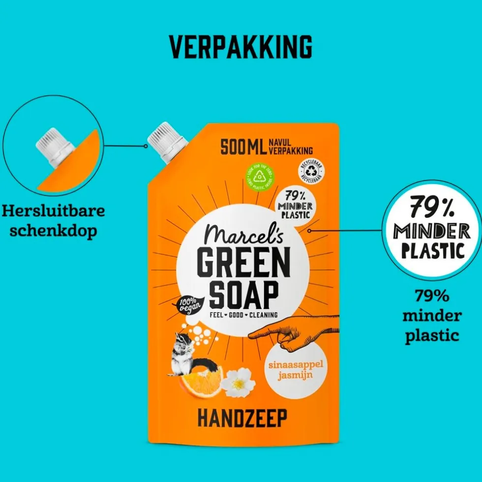Marcel's Green Soap Sinaasappel & Jasmijn Handzeep Navulling