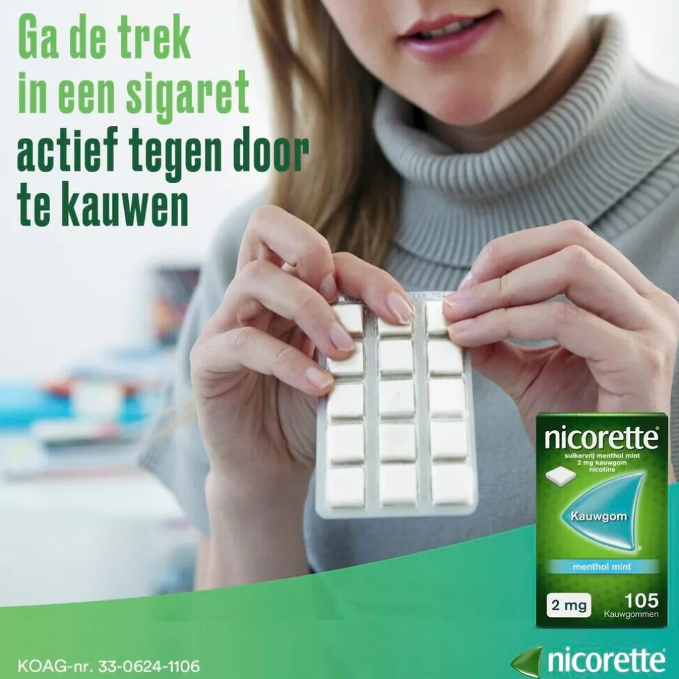Nicorette Menthol Mint 4mg Suikervrije Kauwgom