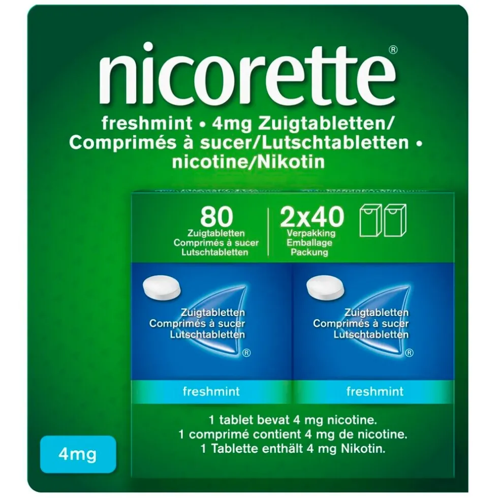 Nicorette Nicotine Freshmint 4mg Suikervrije Zuigtabletten