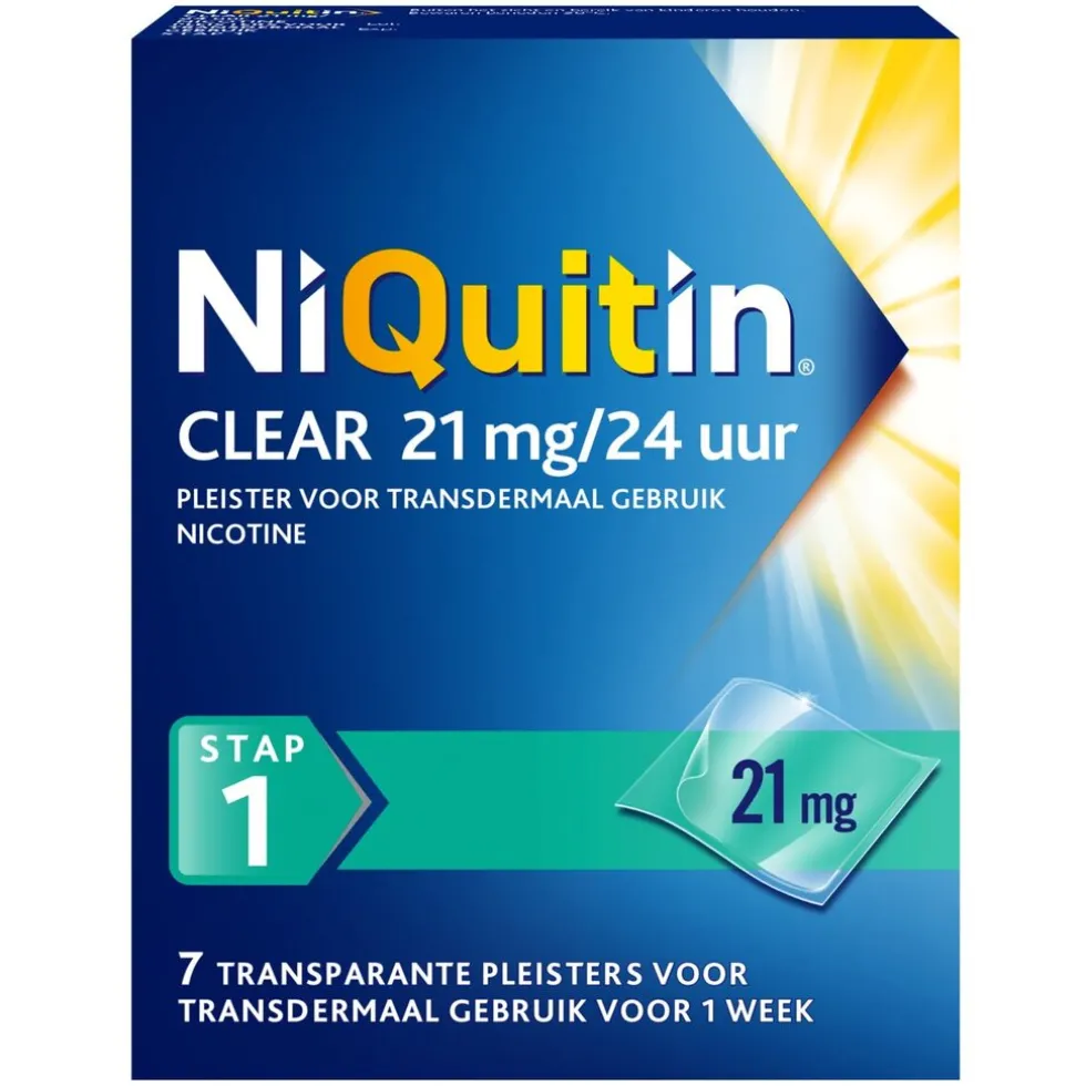 NiQuitin Clear Pleister Stap 1 - 21 mg - Nicotinepleister