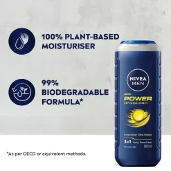 NIVEA Men Power 24H Fresh Effect 3-in-1 Douchegel
