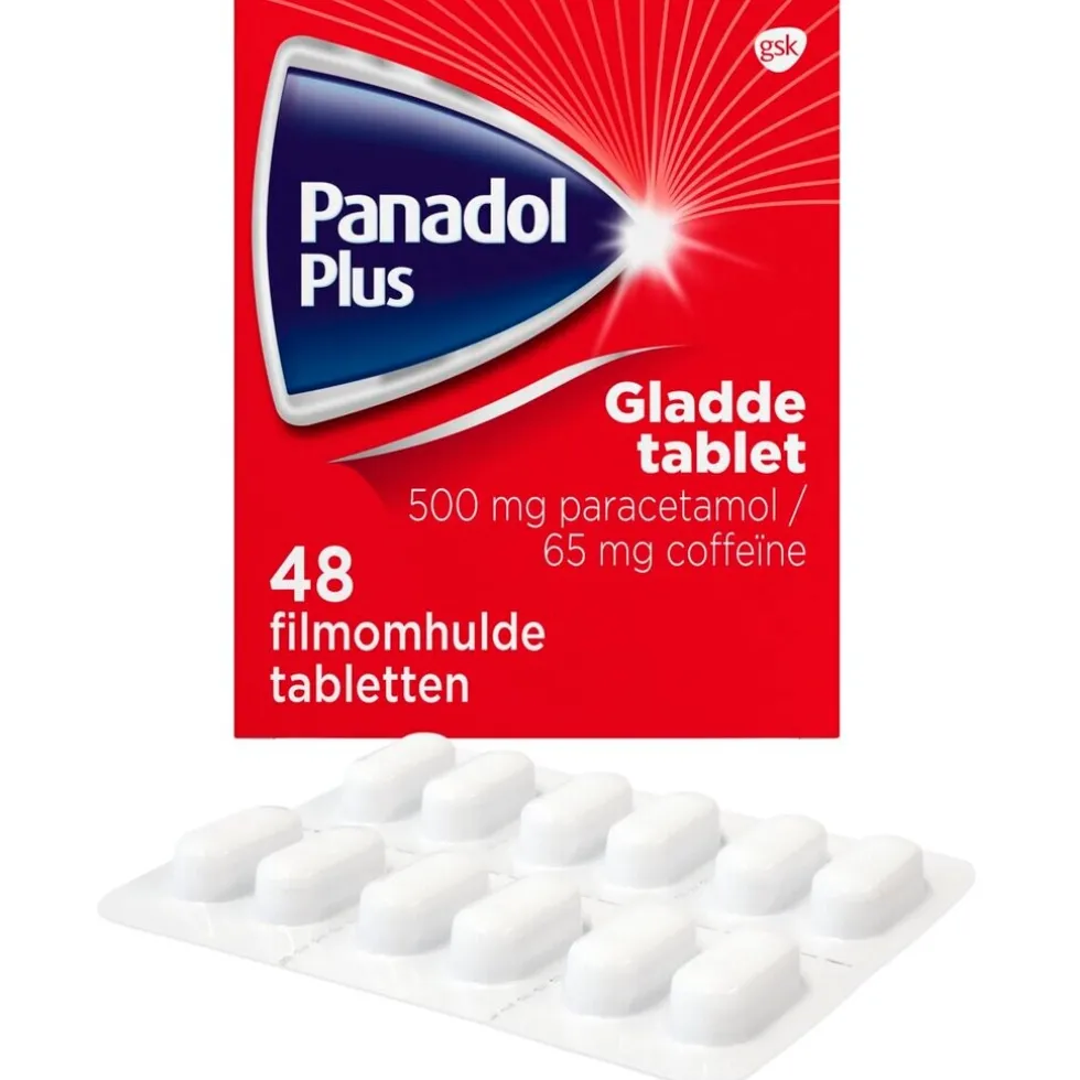Panadol Plus 500mg/65mg Paracetamol en Coffëine Gladde Tabletten