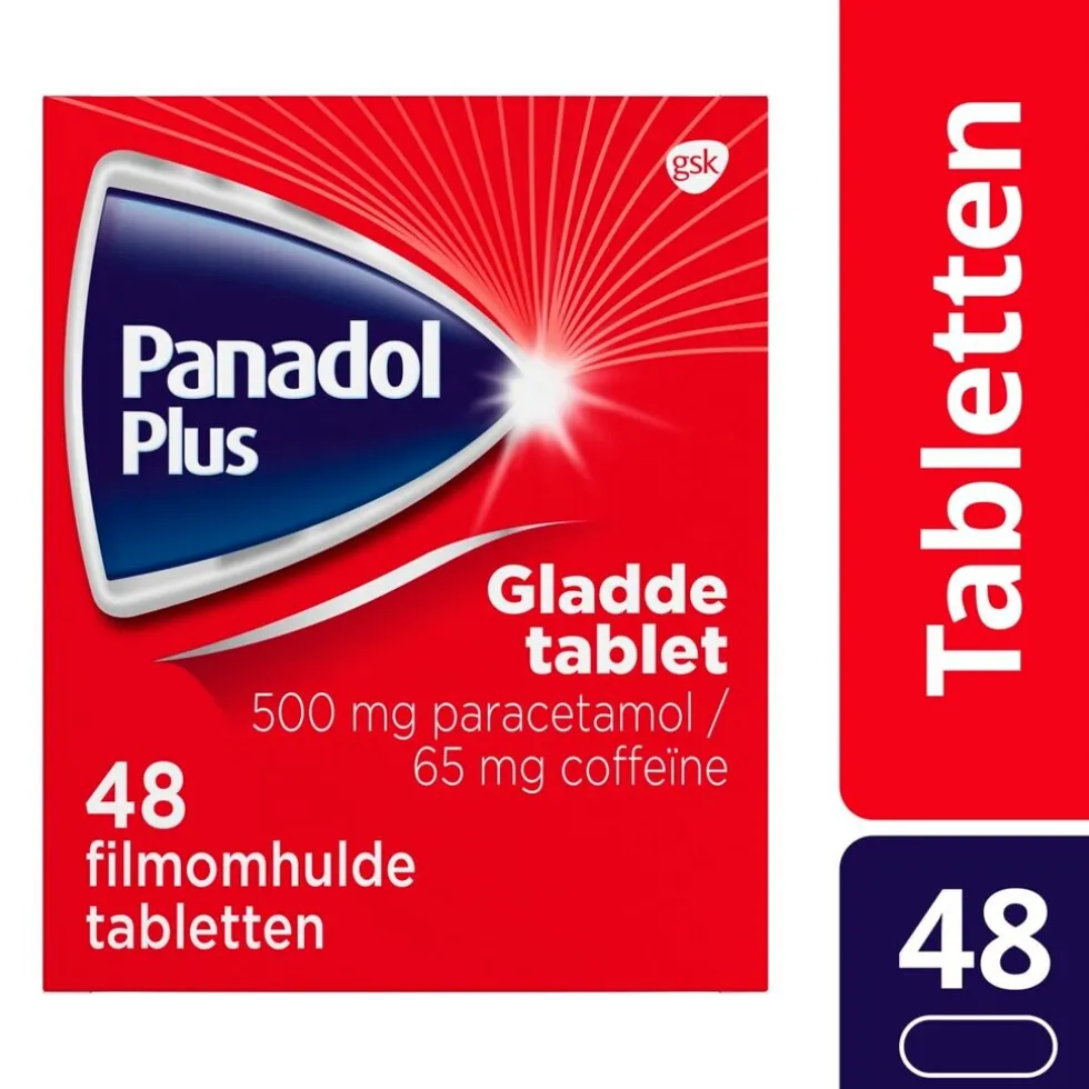 Panadol Plus 500mg/65mg Paracetamol en Coffëine Gladde Tabletten