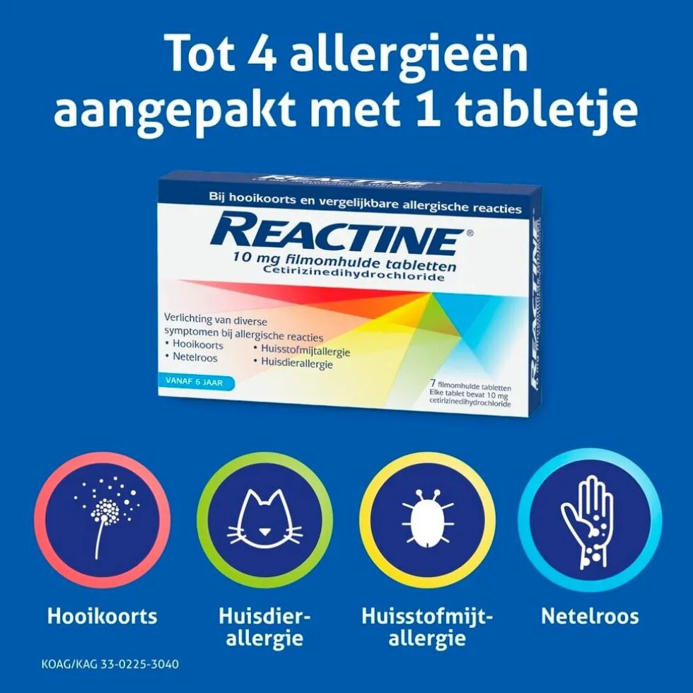 Reactine Cetirizine 10mg Filmomhulde Hooikoortstabletten
