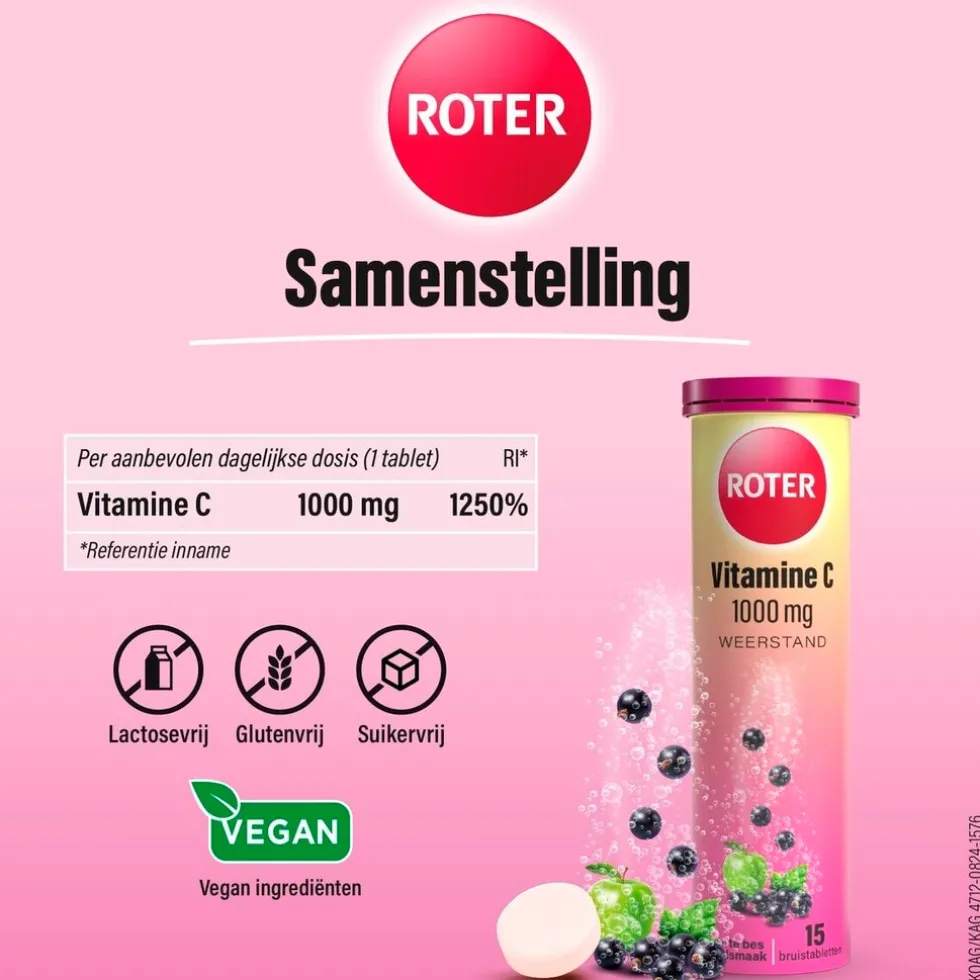 Roter Vitamine C 1000mg Zwarte Bes Appel Bruistabletten