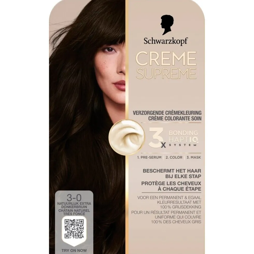 Schwarzkopf Creme Supreme 3-0 Natuurlijk Extra Donkerbruin Verzorgende Crèmekleuring