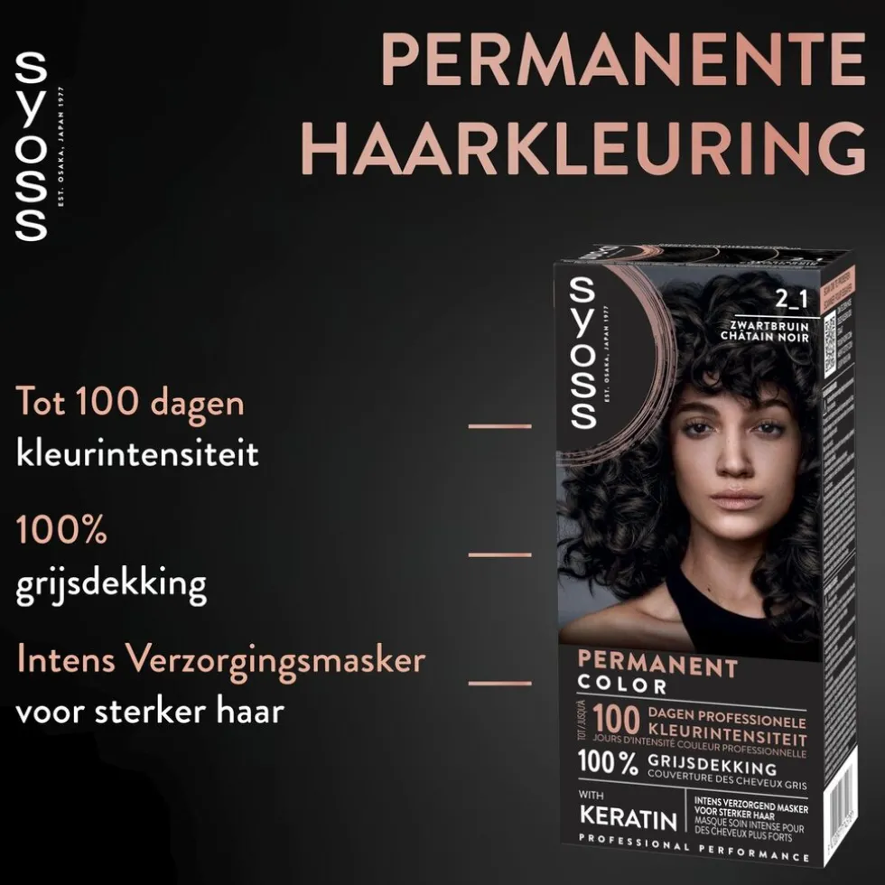 Syoss 2.1 Zwartbruin Permanente Haarkleuring