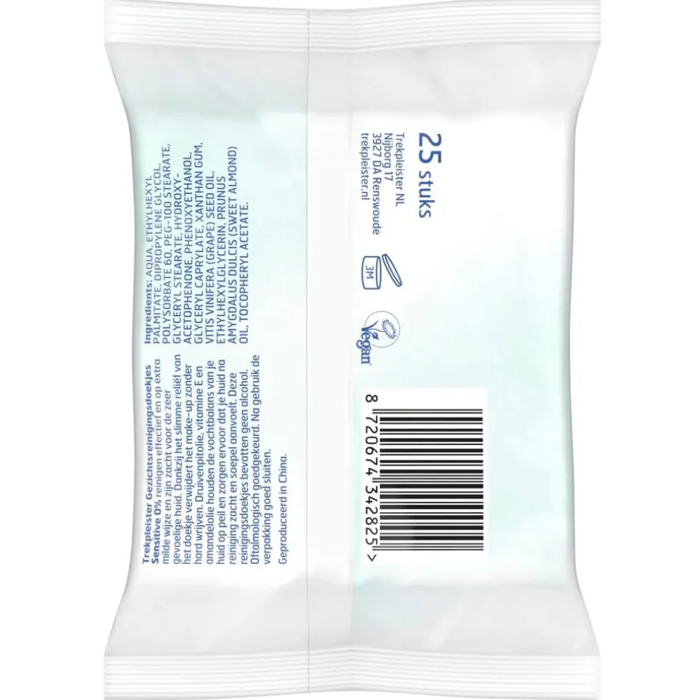 Trekpleister 0% Sensitive Gezichtsreinigingsdoekjes