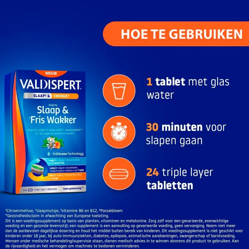 Valdispert Slaap & Fris Wakker Triple Layer Tabletten