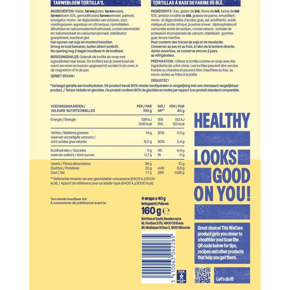 WeCare Natural Tortillas Lower Carb Wraps